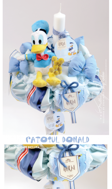 Lumanare de botez baiat cu ratoiul Donald Duck, 65x4cm, Ratoiul Donald  1